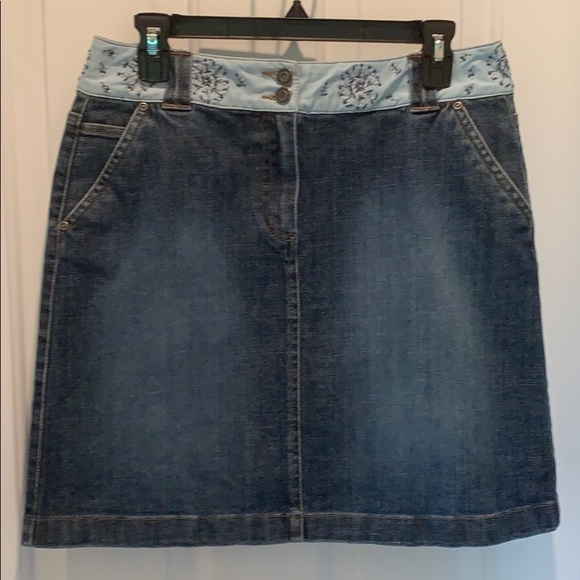 Talbots Dresses & Skirts - Talbots Denim Skirt with Decorative Waistband